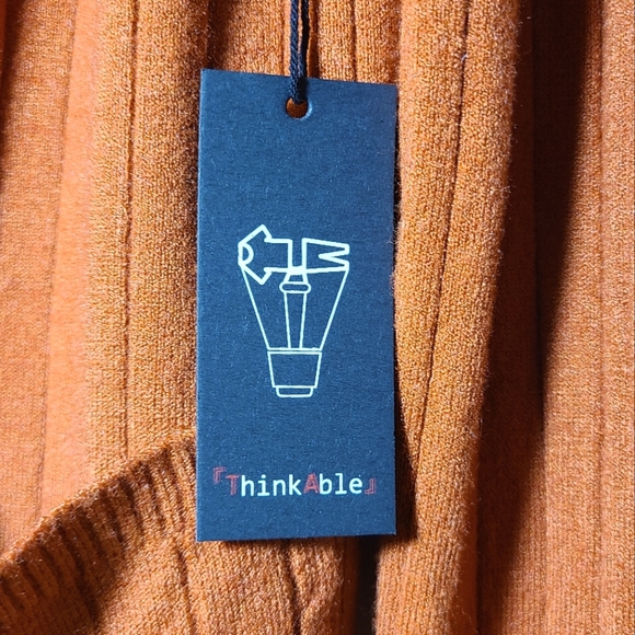 NWT Thinkable Red Orange Open Front Long Cardigan - Picture 7 of 8